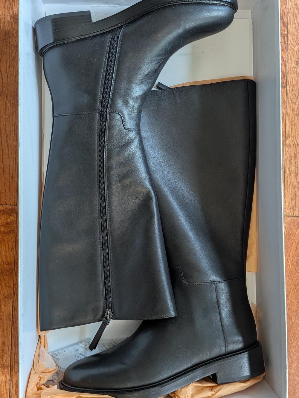 Quince Italian Leather Black Knee-high Zip Riding Boots